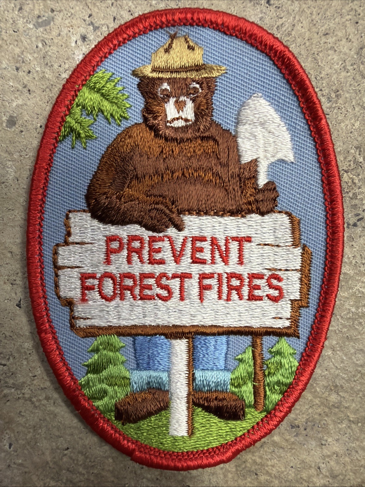 Vintage Smokey Bear Prevent Forest Fires Sign US Forest Service Souvenir Patch