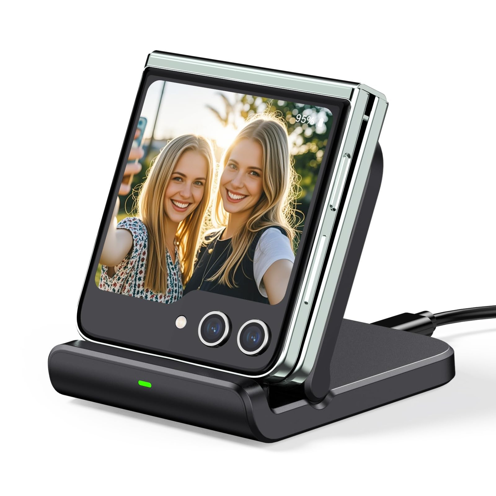 Wireless Charger for Samsung Z Flip 7, SwanScout 501S, Foldable Fast Black