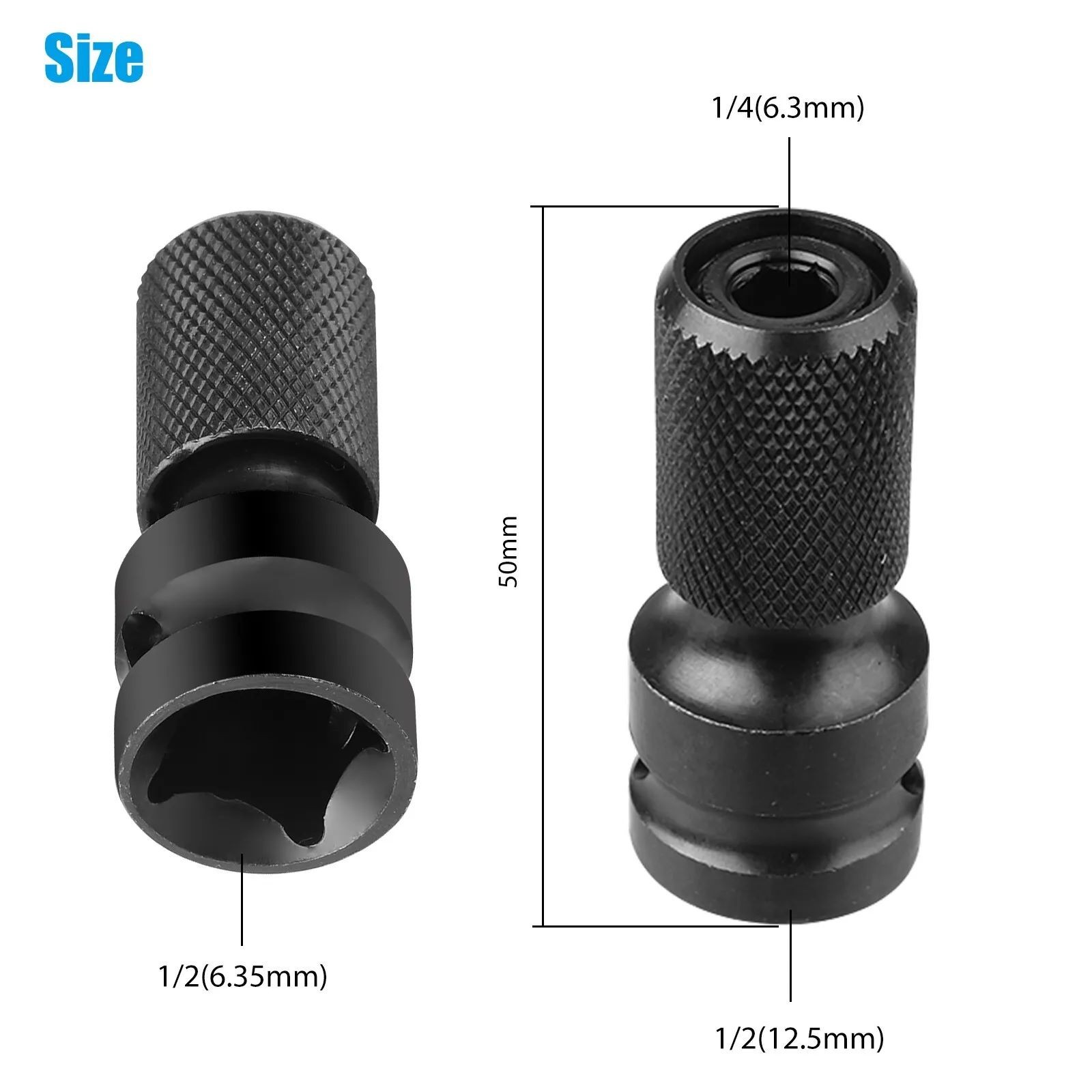 2* Socket Adapter Drill Hex Shank Chuck Change Impact Driver Tool 1/2" To 1/4"