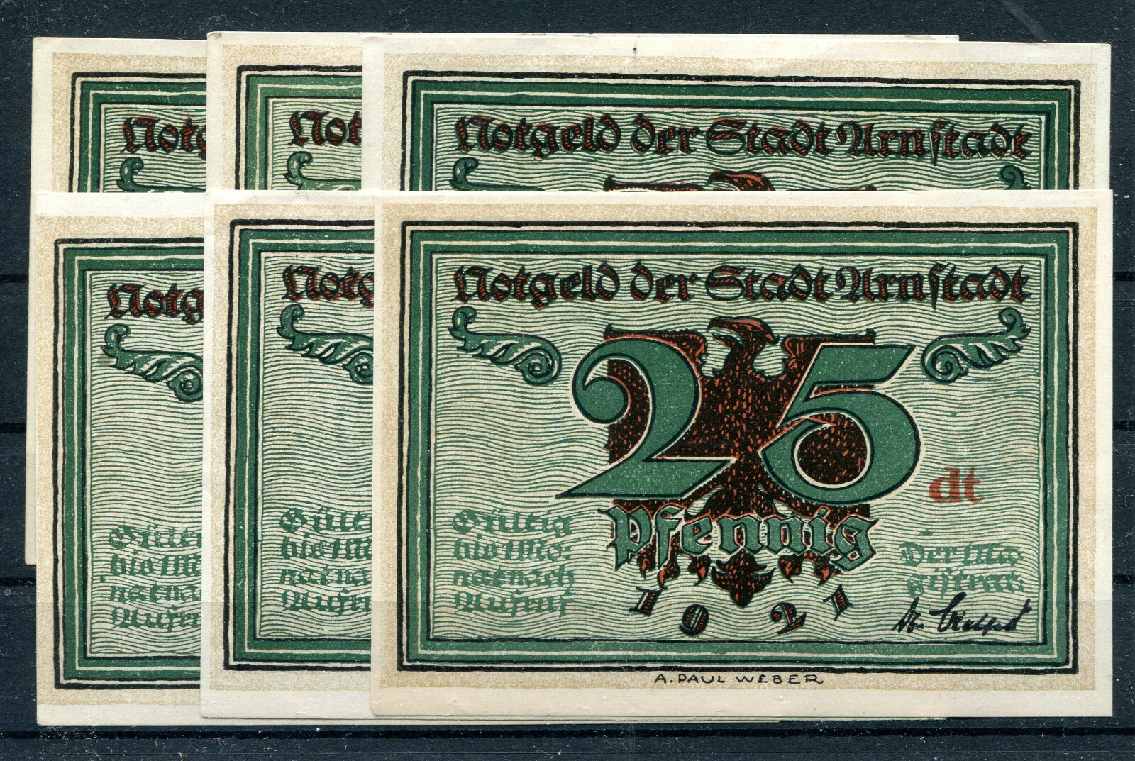 Arnstadt 6 Times 25 Pfennig Emergency Money 2/7993