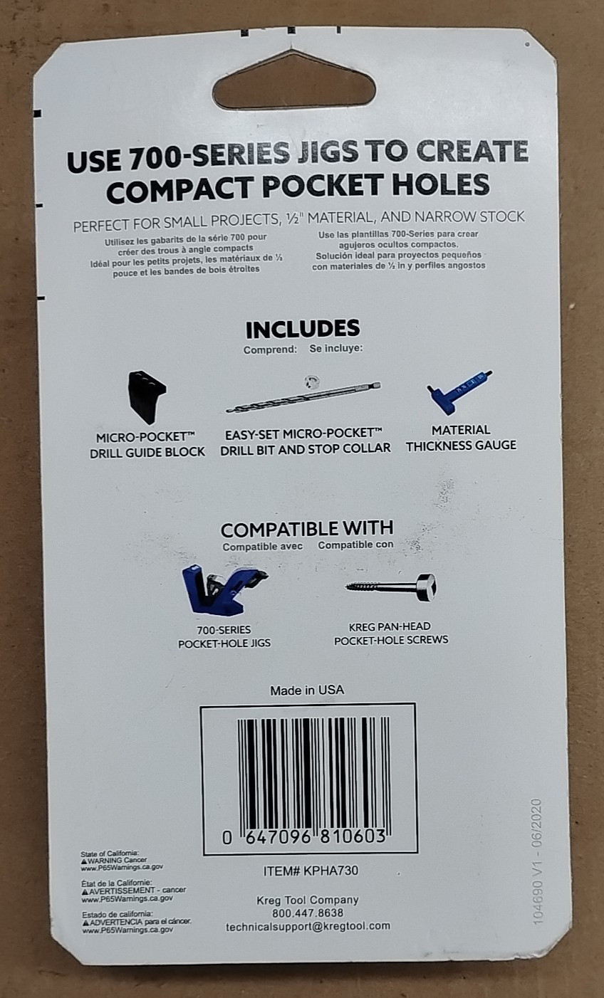 Kreg Micro-Pocket Drill Guide Kit 730 KPHA730