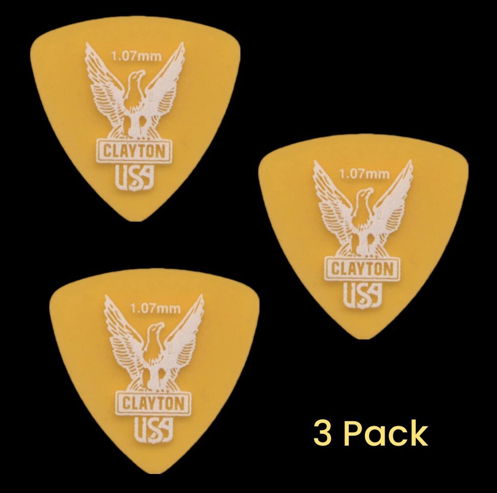 Clayton Ultem Gold Rounded Triangle Picks 1.07mm 3 Picks