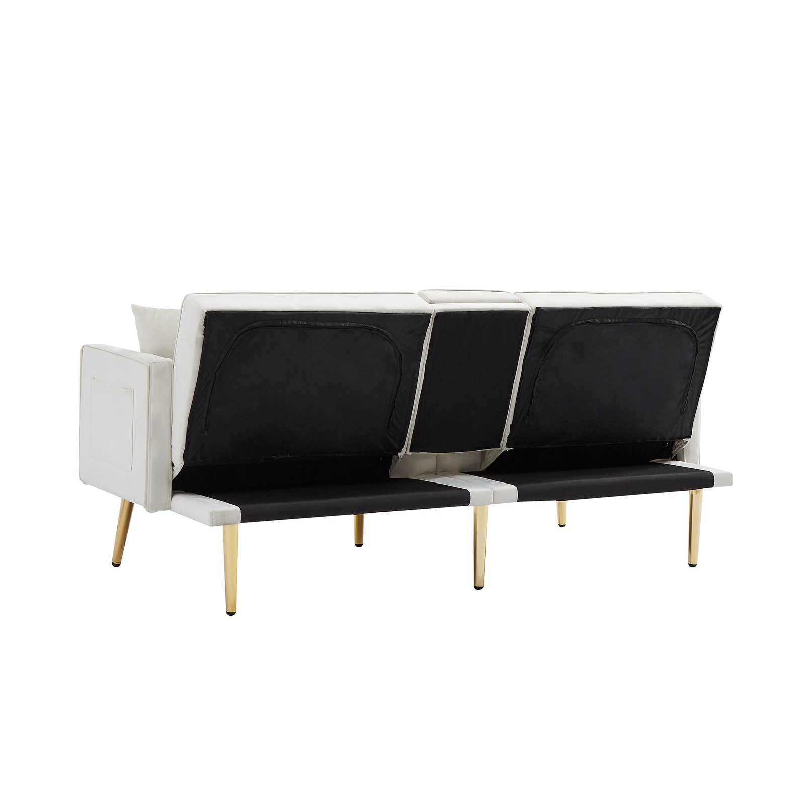 3 adjustable positions Durably crafted Sofa Bed with gold metal legs