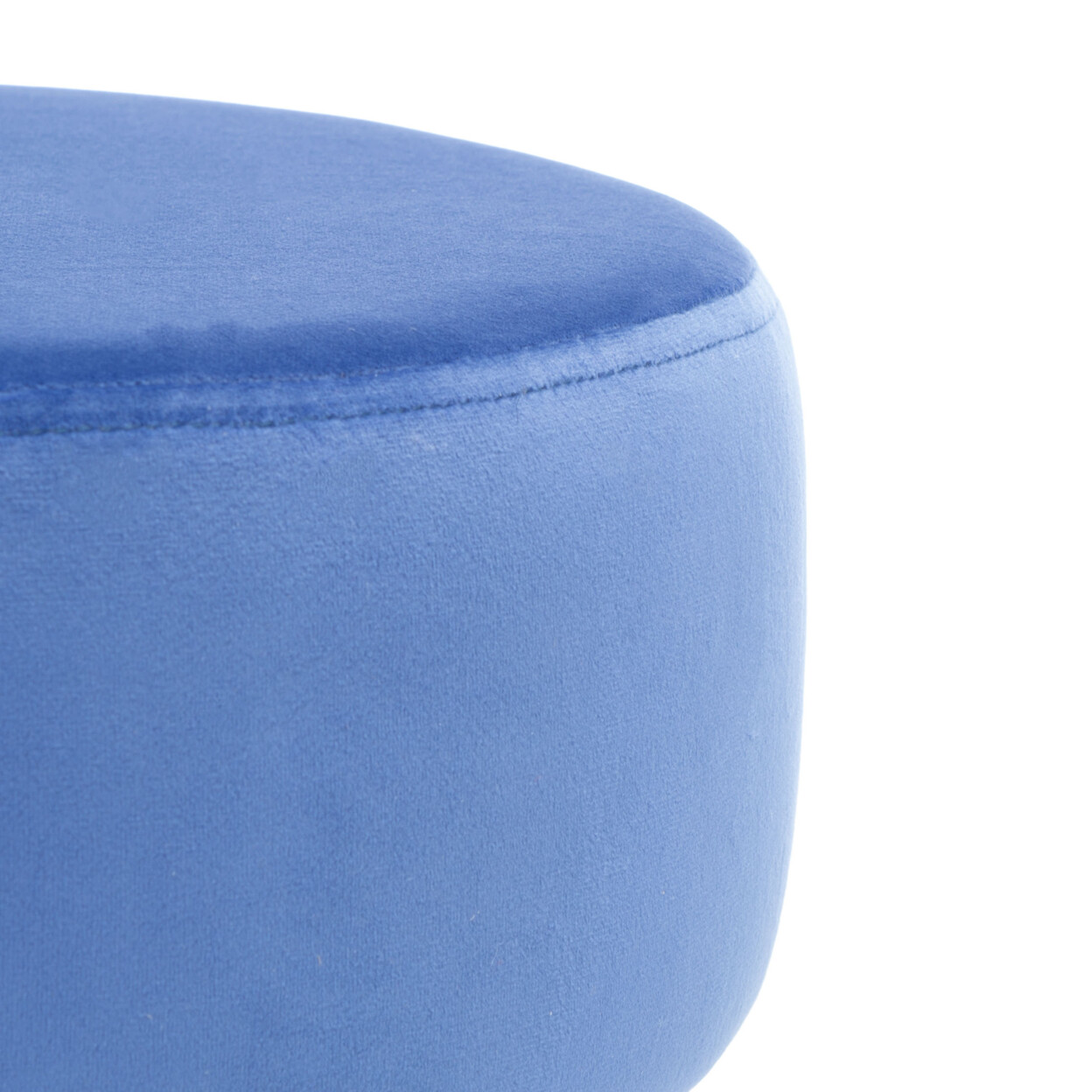 SAFAVIEH Abrea Round Ottoman | Steel Blue / Gold |