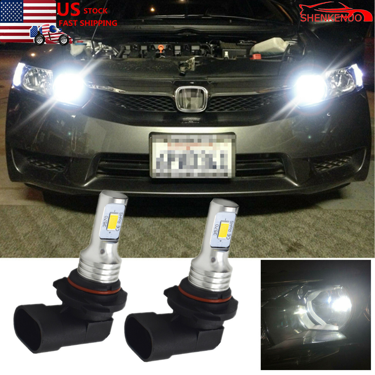 For Honda Accord Civic High Power 6000K 9005 9011 LED Daytime Running Light DRL
