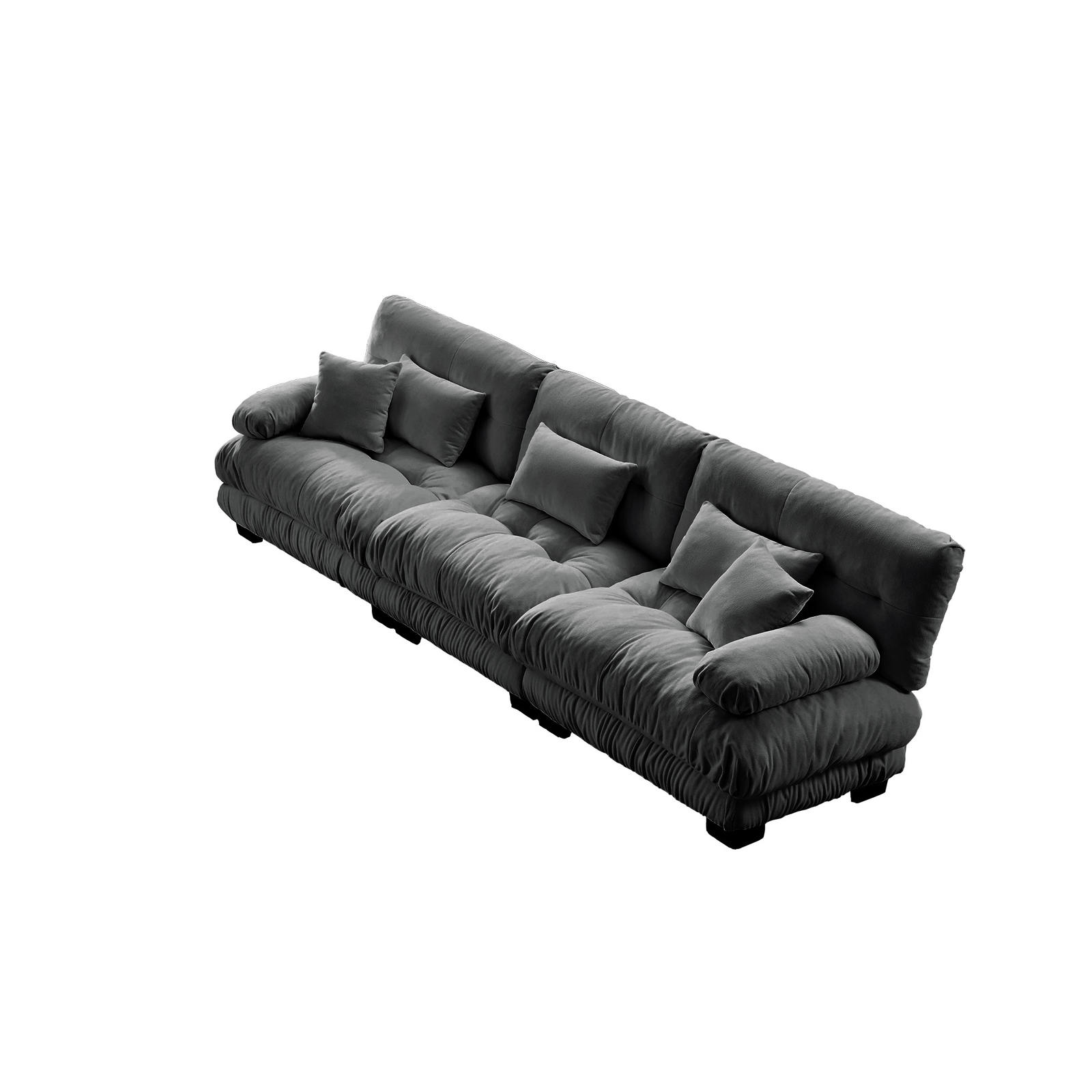 3-Seater Sectional Sofa Modular Deep Seat Sofa Couch Chenille Sofa Comfy - Gray
