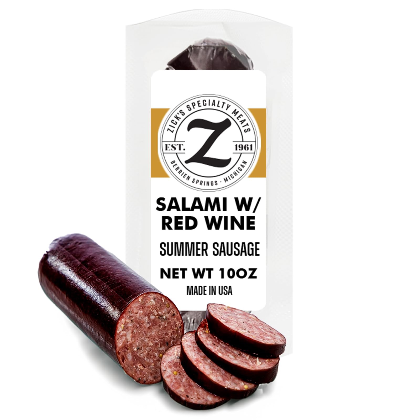 Zick's Smoked Salami Sausage with Red Wine & Fennel (10 oz) | Premium Gourmet...