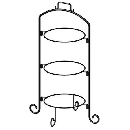 ITI WR-103 Round Plate Stand, Black, Iron, 3 Tier, 9 In
