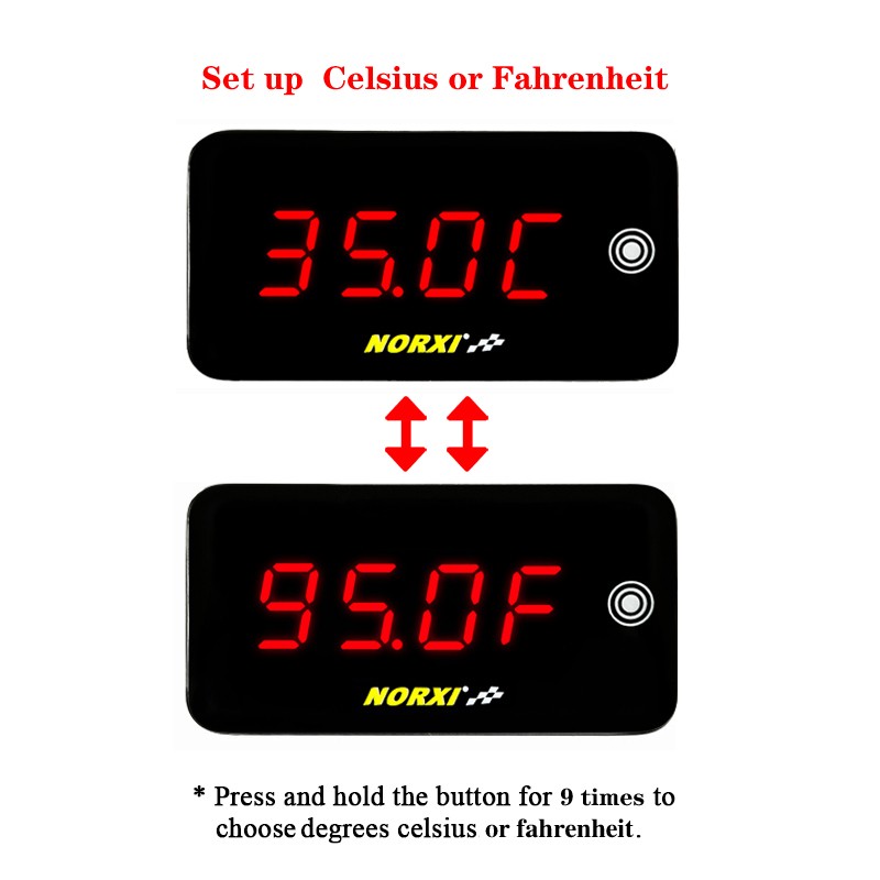 Motorcycle car etc.temperature Thermomete Voltage Time LED Display 3 in 1 Meter