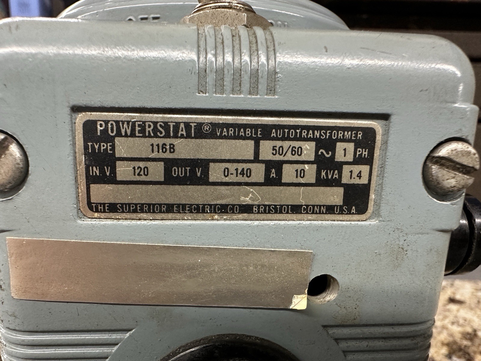 Powerstat Variable Autotransformer 116B 50/80 In V 120 O-140V Superior Electric