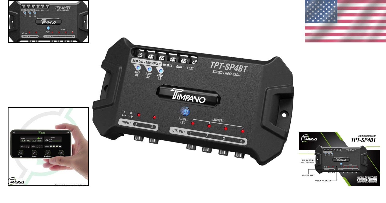 Bluetooth DSP Car Audio Processor - 4CH Digital Signal, Voltmeter, App Control