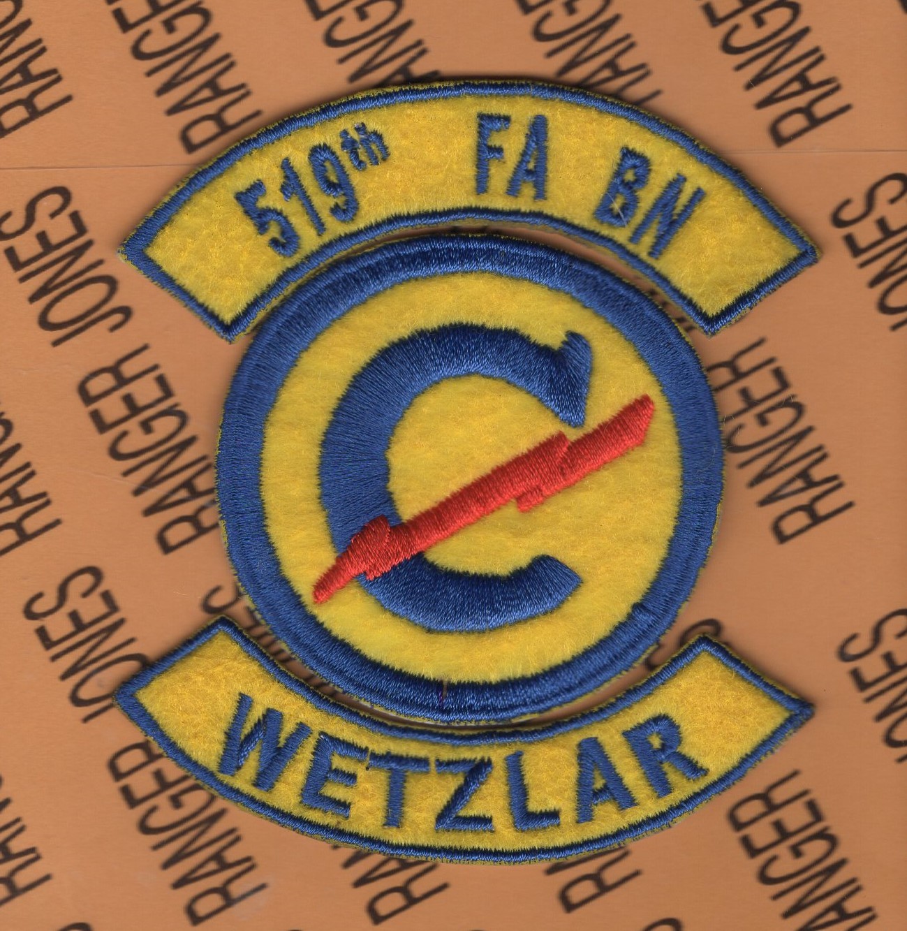 US Army 519th CONSTABULARY FIELD ARTILLERY FA BN WETZLAR patch tab set