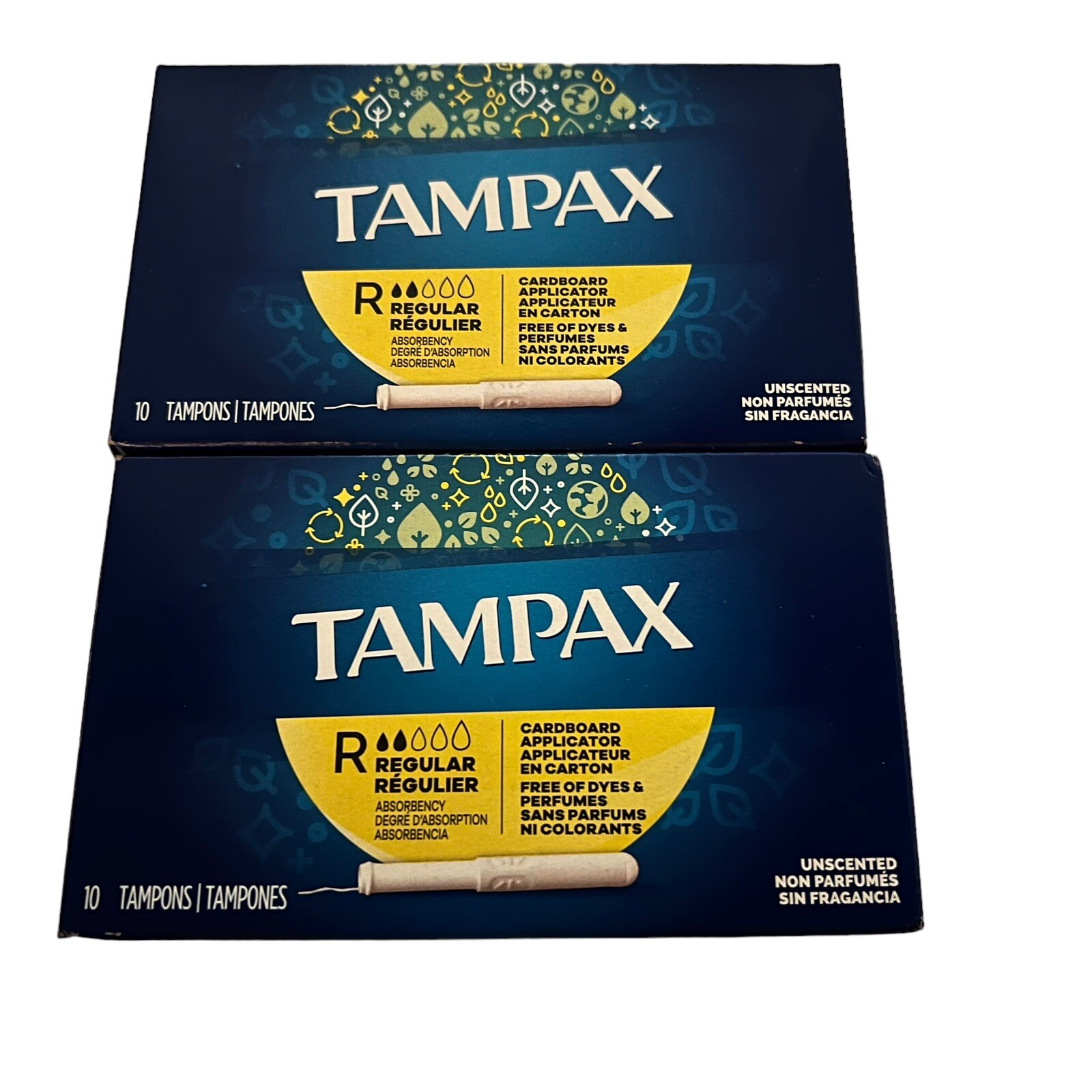 Tampax Tampons Regular Count Of 10 And Pair Of 2 Box Which Equals 20 Tampons