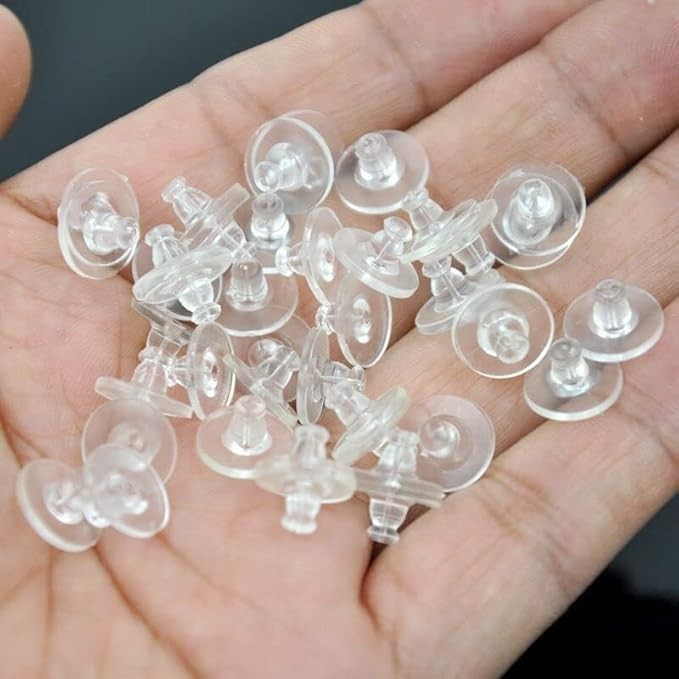 Rubber Earring Backs,100PCS Soft Clear Earring Backs Replacements for Droopy Ear