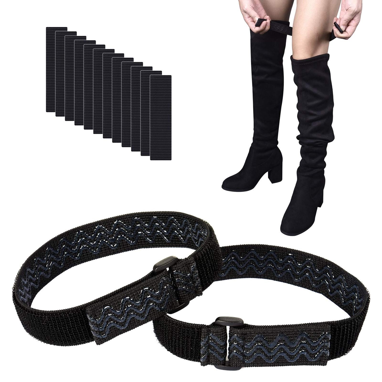 Wisdompro Boot Straps, 1 Pair Knee Straps of Elastic 34.3 cm, Black