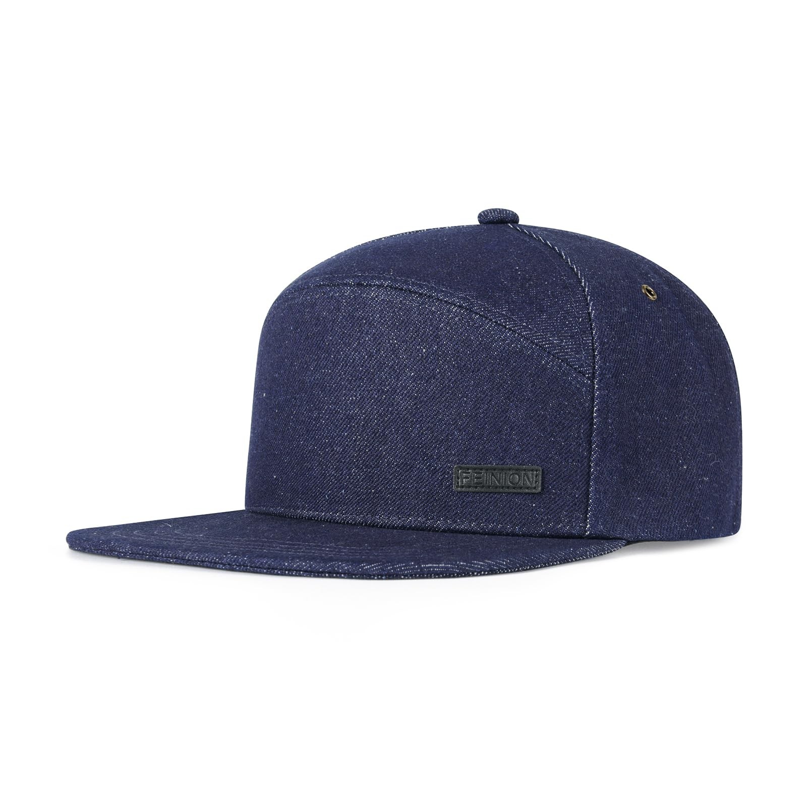 FEINION Retro Denim-Style Flat Brim Baseball Cap Streetwear One Size, Navy