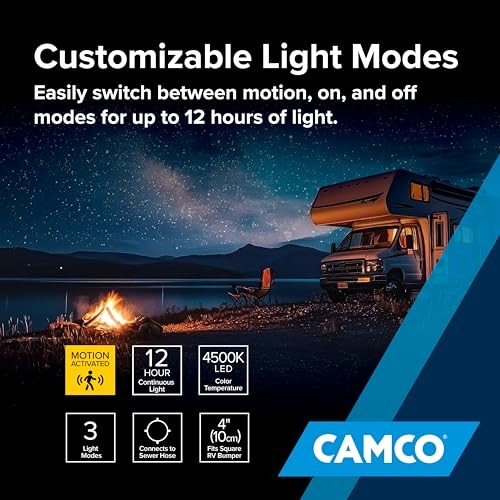 RV Bumper Cap Solar Light — Motion-Activated Lighting – Fits 4" Square RV