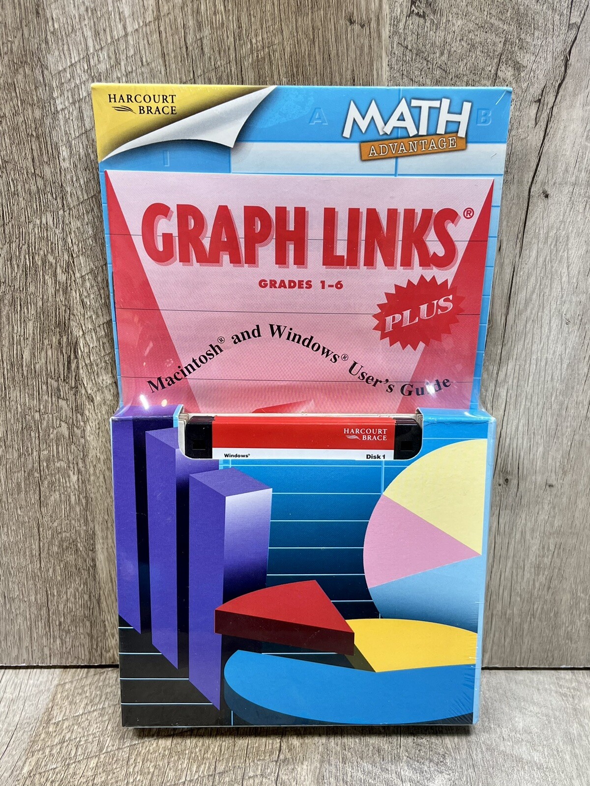 Graph Links Floppy Disk Windows 95 Math Tools Data Grade 1-6 Harcourt Vtg 90s