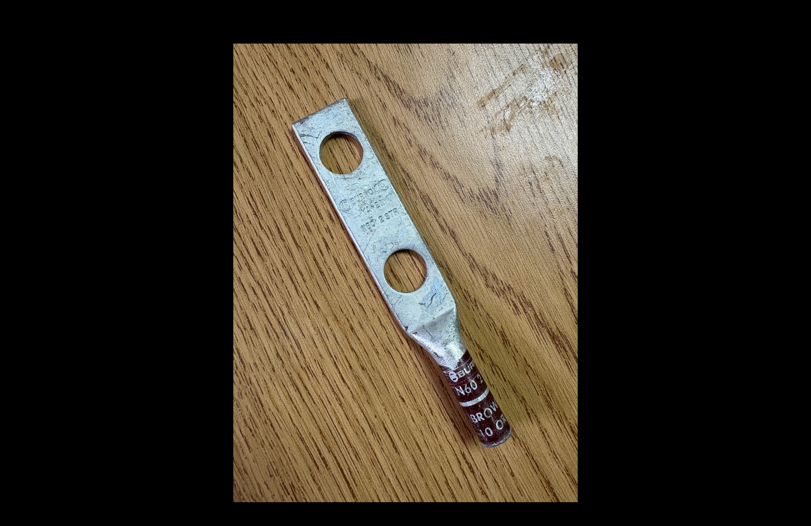 Burndy comp lugs YA2C2N, 2 awg, 2 Hole, 1/2" stud, Long Barrel. Sold boxes of 25