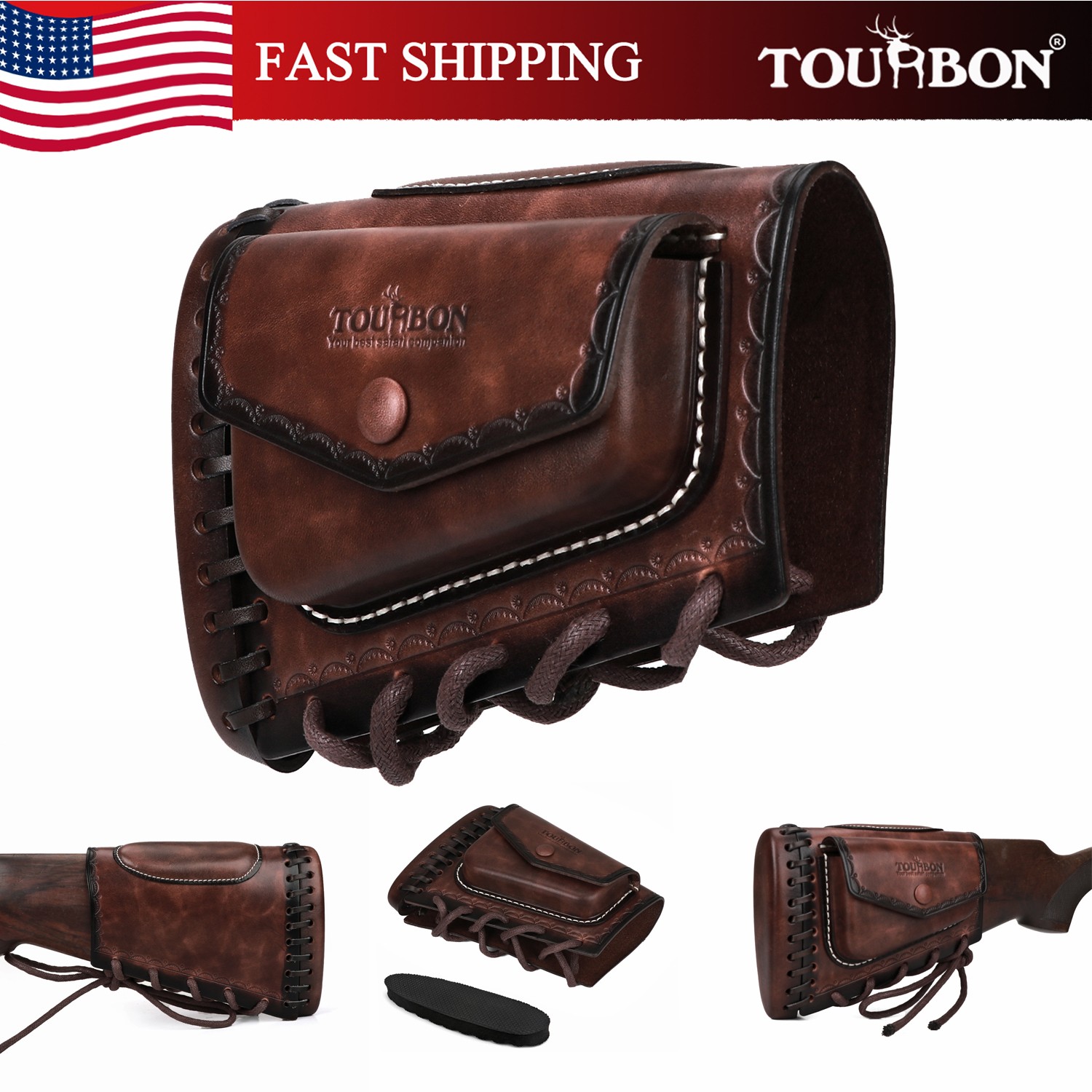 TOURBON Rifle Cheek Rest Riser Hunting Slipon Gun Buttstock Sleeve Recoil Pad US