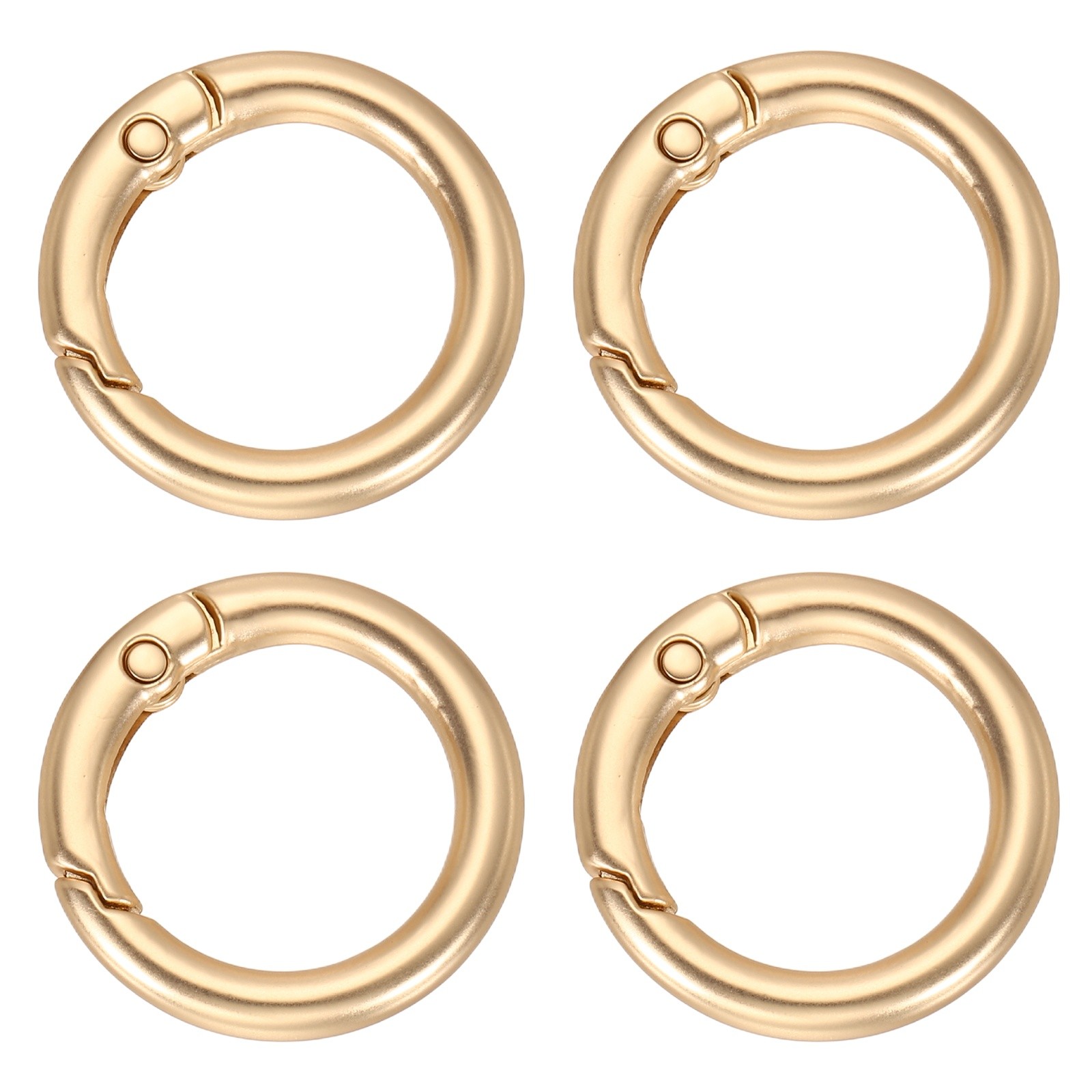 4Pcs Round Spring Snap Hooks, 0.7" O Rings Buckle, Matte Gold
