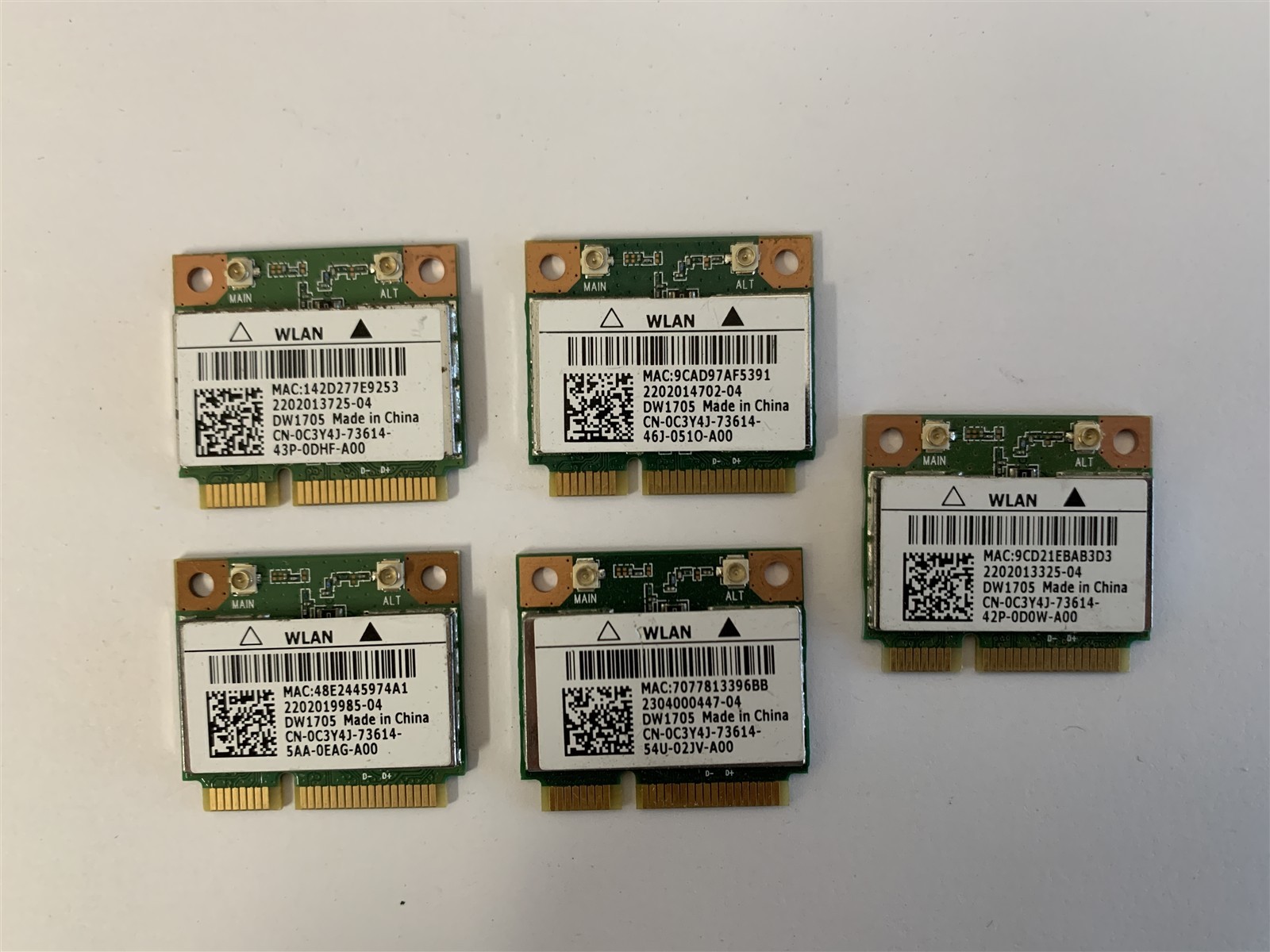 Lot of 5 - Dell Wireless 1705 WLAN Bluetooth 4.0 Card DW1705 WLAN WiFi