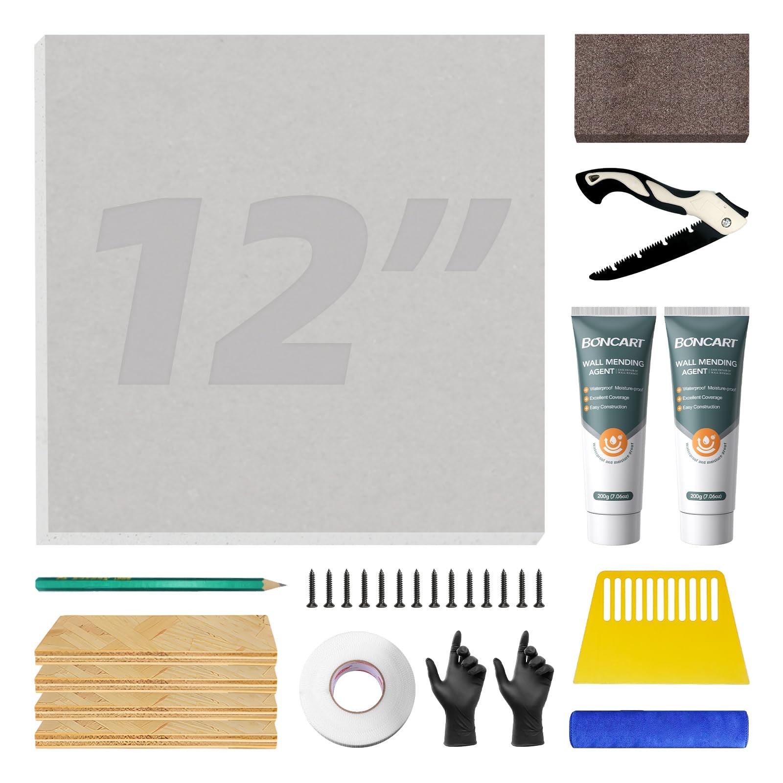Drywall Repair Kit,Drywall Panel 12” x12“,Drywall Patch Kit White