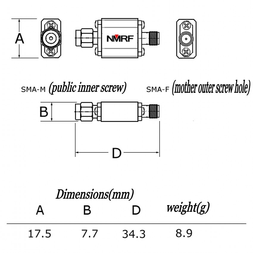 915MHz RFID Low-pass Filter / RF Coaxial LC /LPF / SMA interface