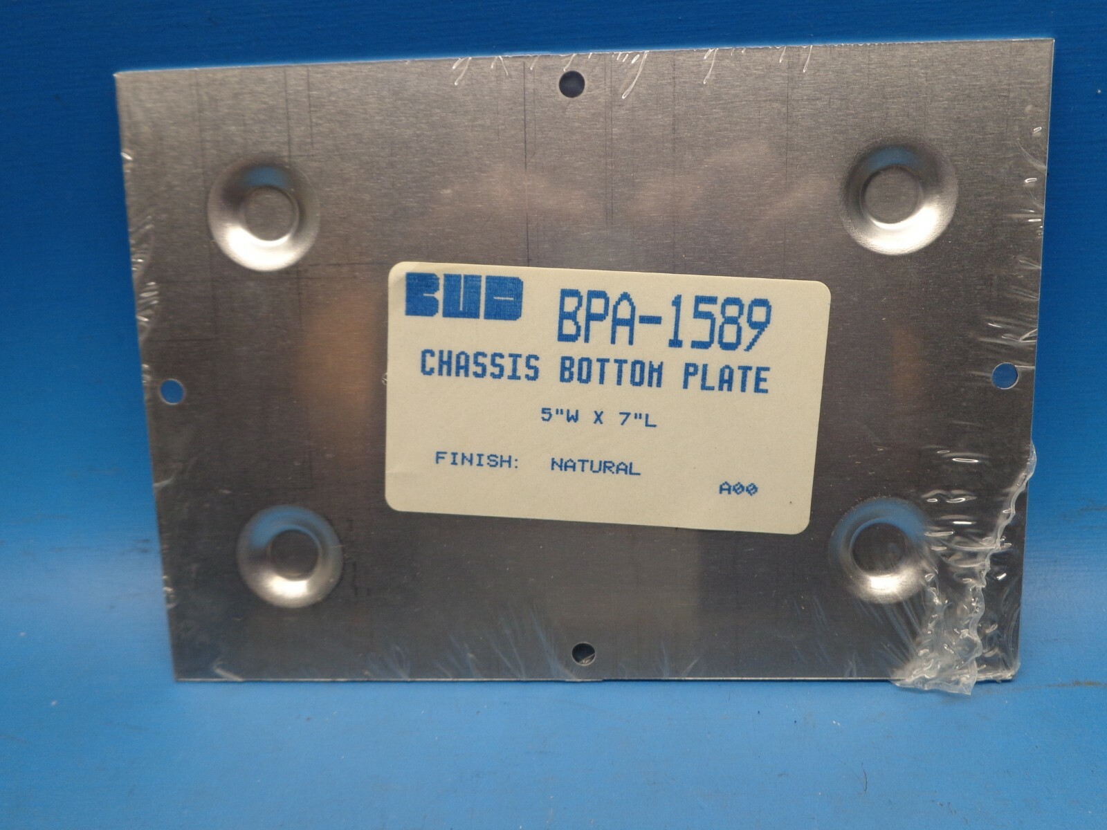 (1) BPA-1589 BUD Natural Aluminum Chassis Bottom Plate 5" W x 7" L