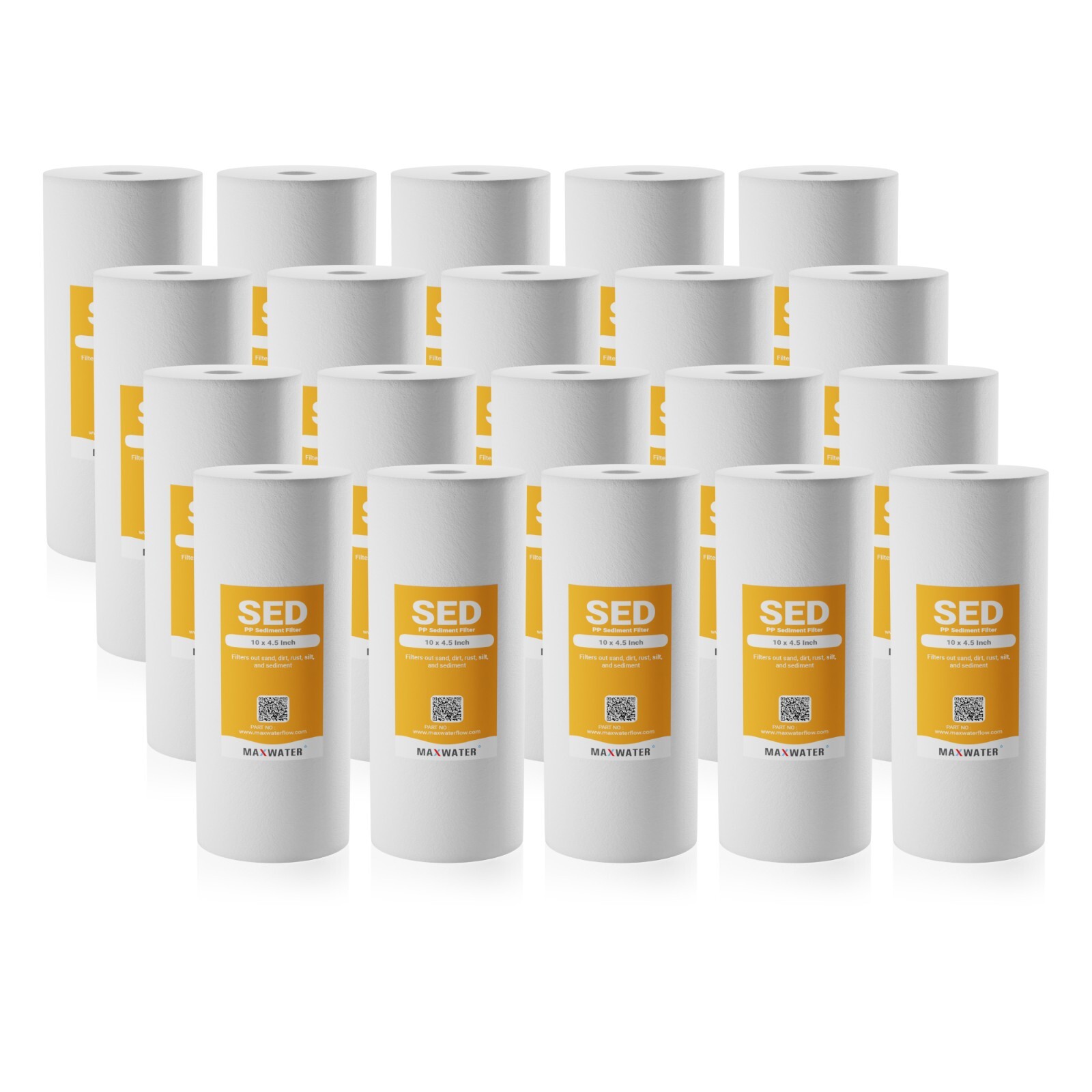 4.5" x 10" Big Blue Replacement 10 Micron Sediment Water Filters - 20 Cartridges