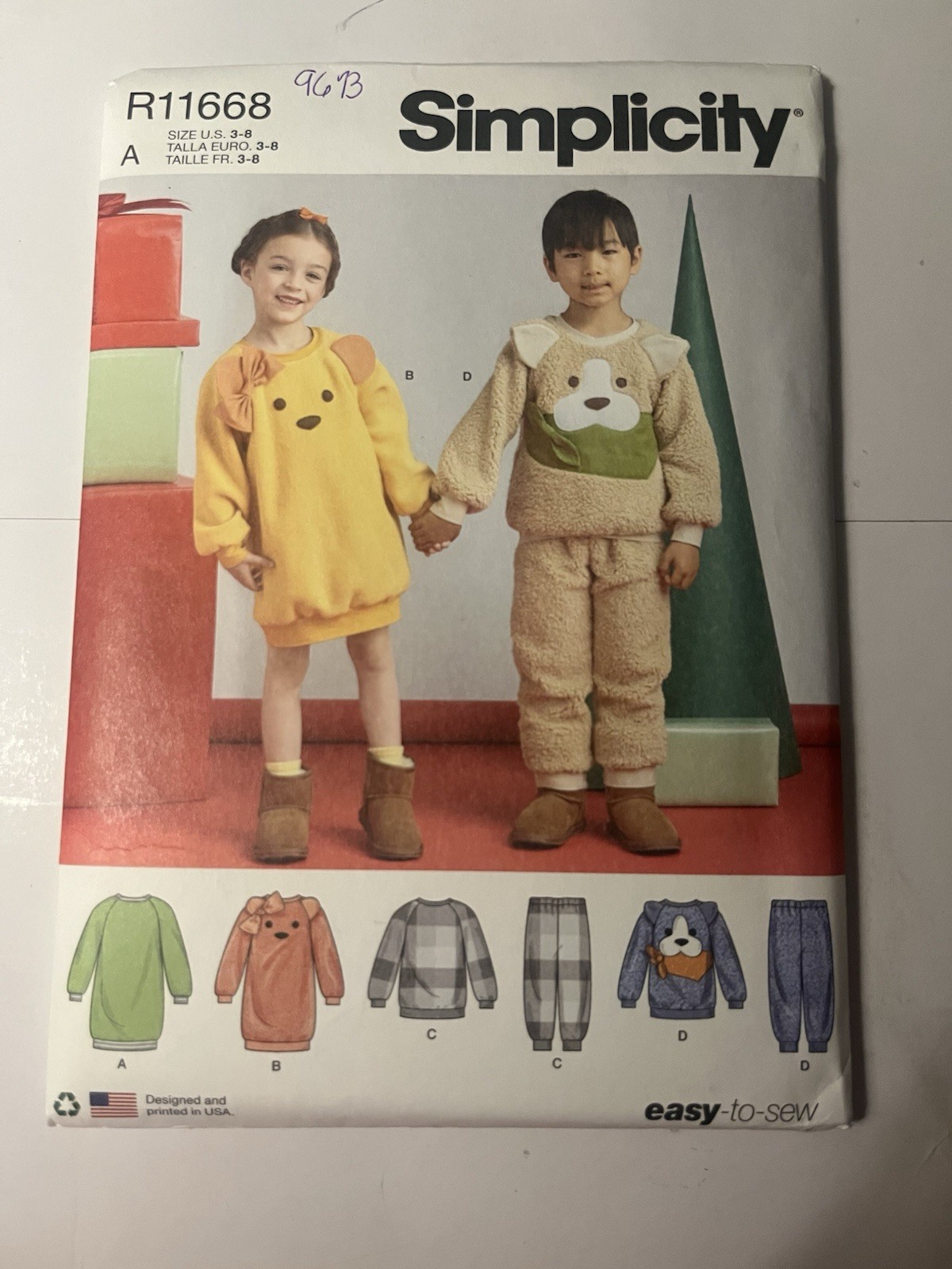 Simplicity 9673 Kids' Lounge Dress, Top & Pants Sz 3-8 New/Uncut