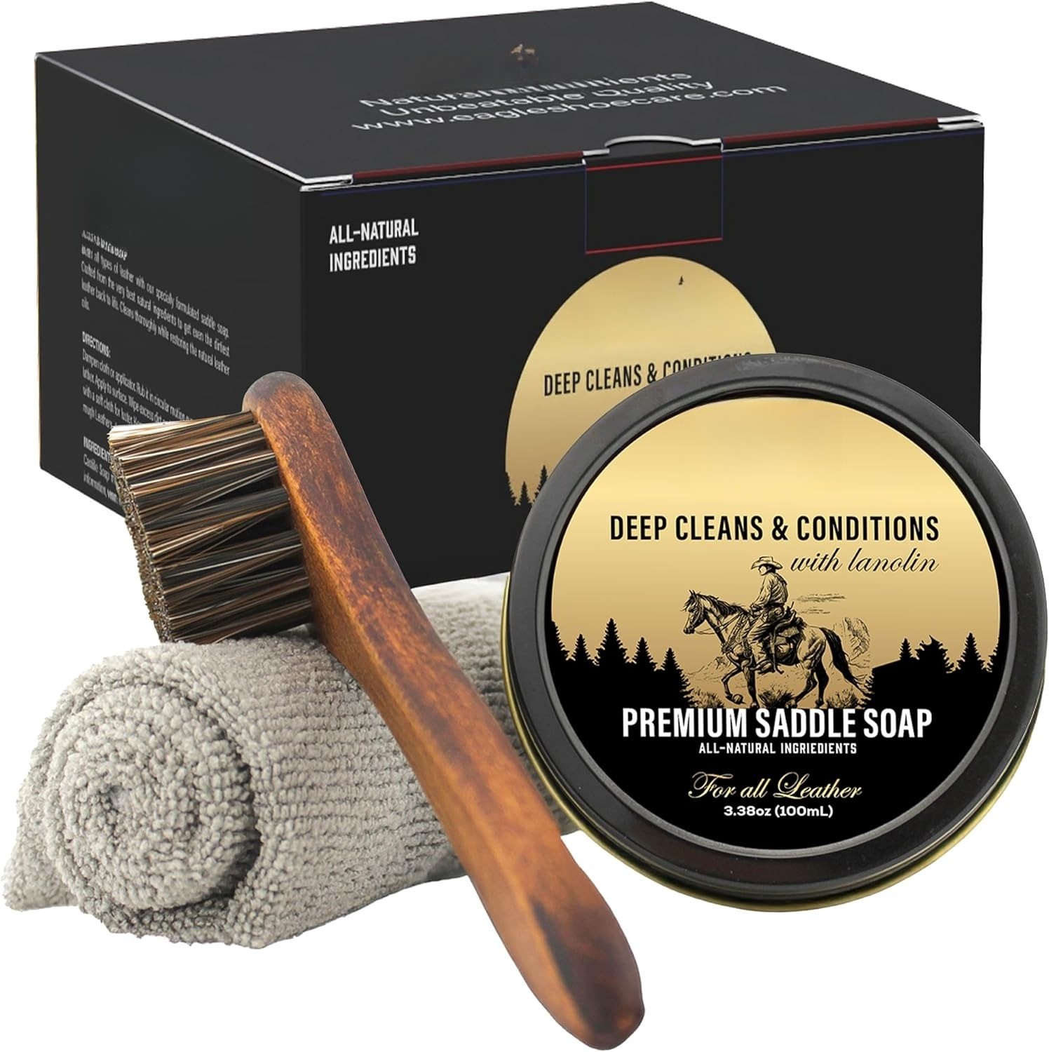 Leather Saddle Soap — Three-Piece Leather Cleaning Kit