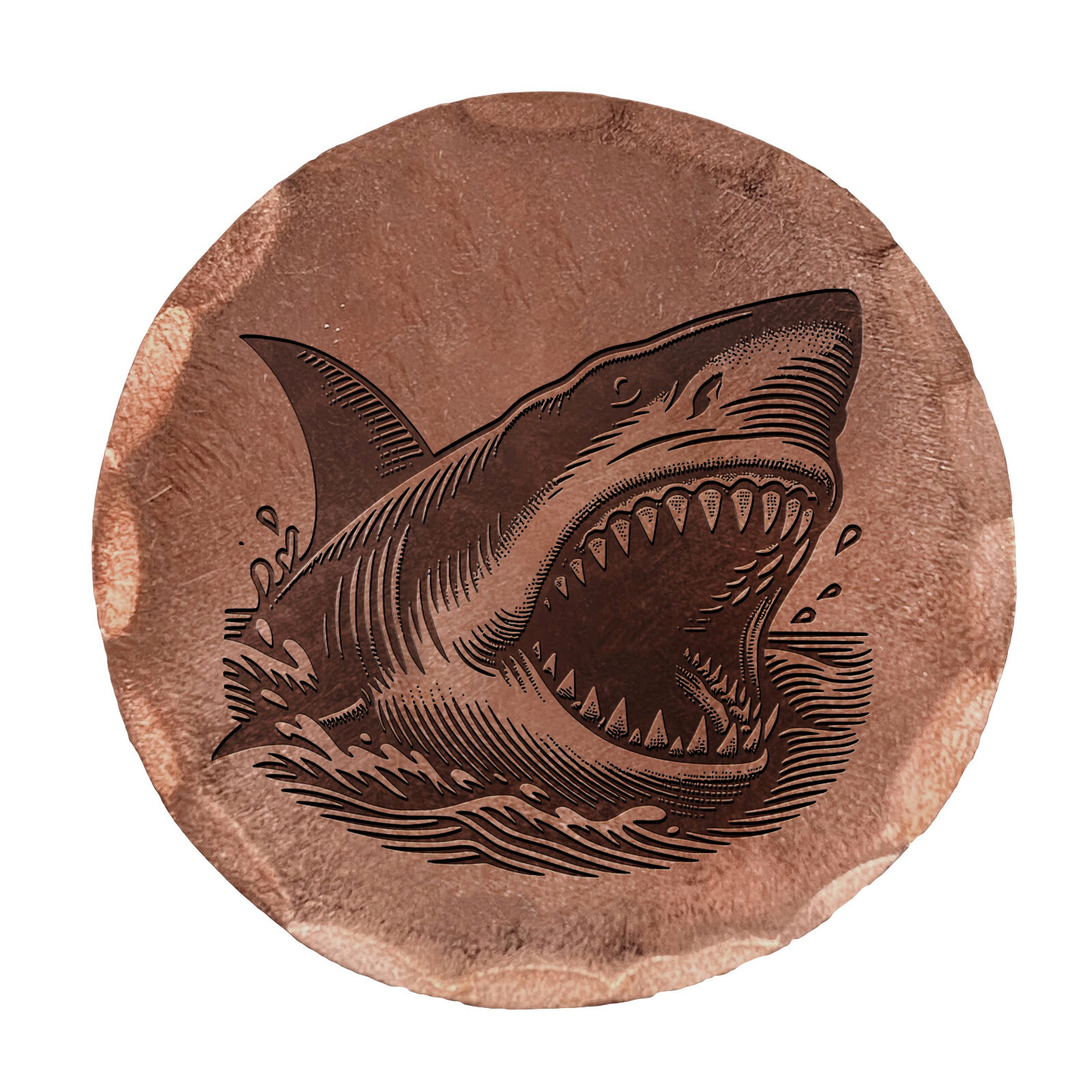 Shark Embossed Copper Golf Ball Marker by Sunfish