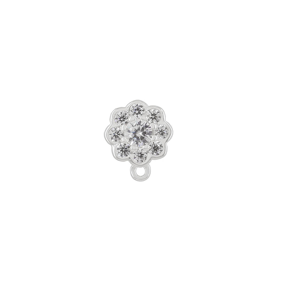 Sterling Silver CZ Daisy Flower Pendant Bail Connector #97429