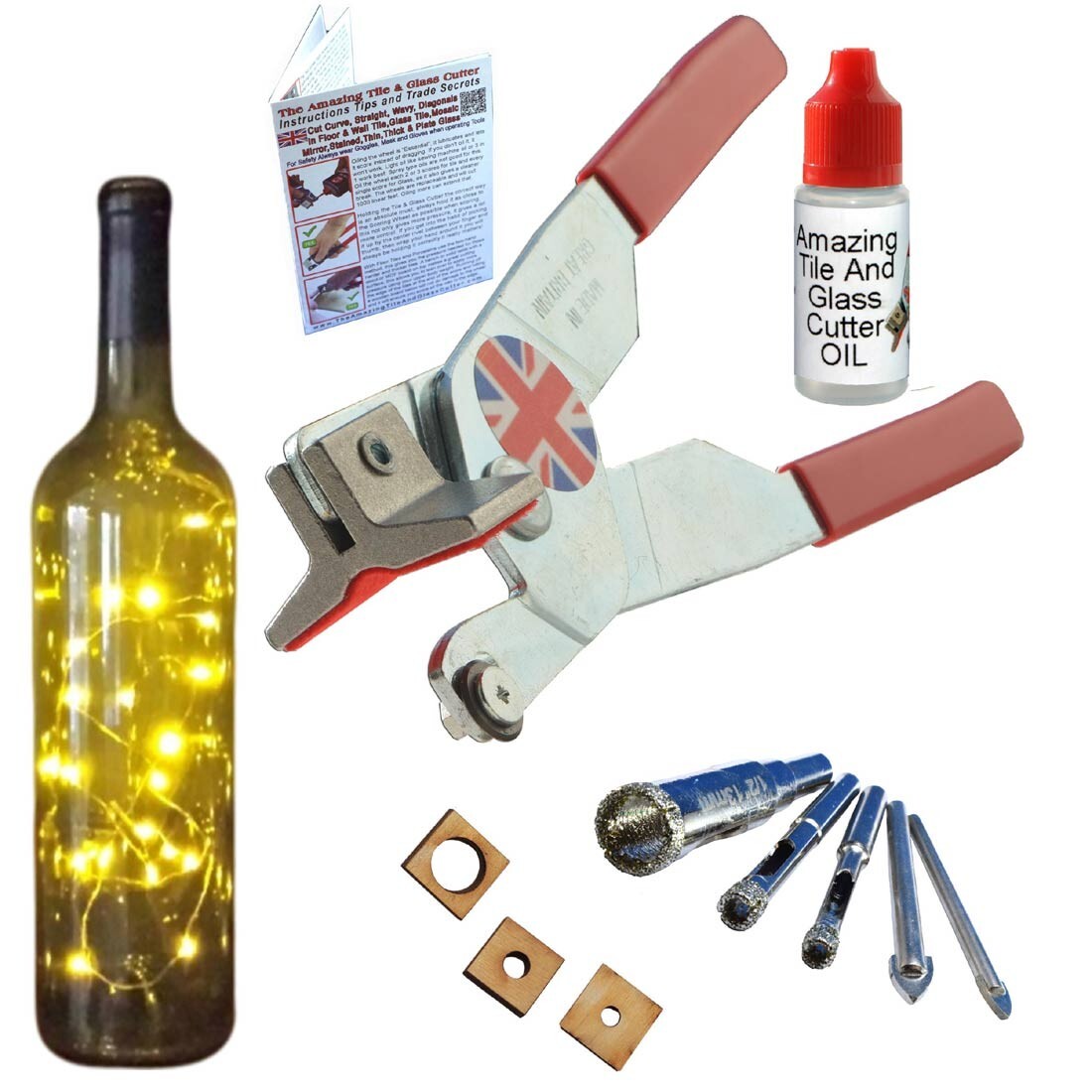 Glass Cutter Tools Glass Drill Bits Drill Holes in Bottles for Light and Pots