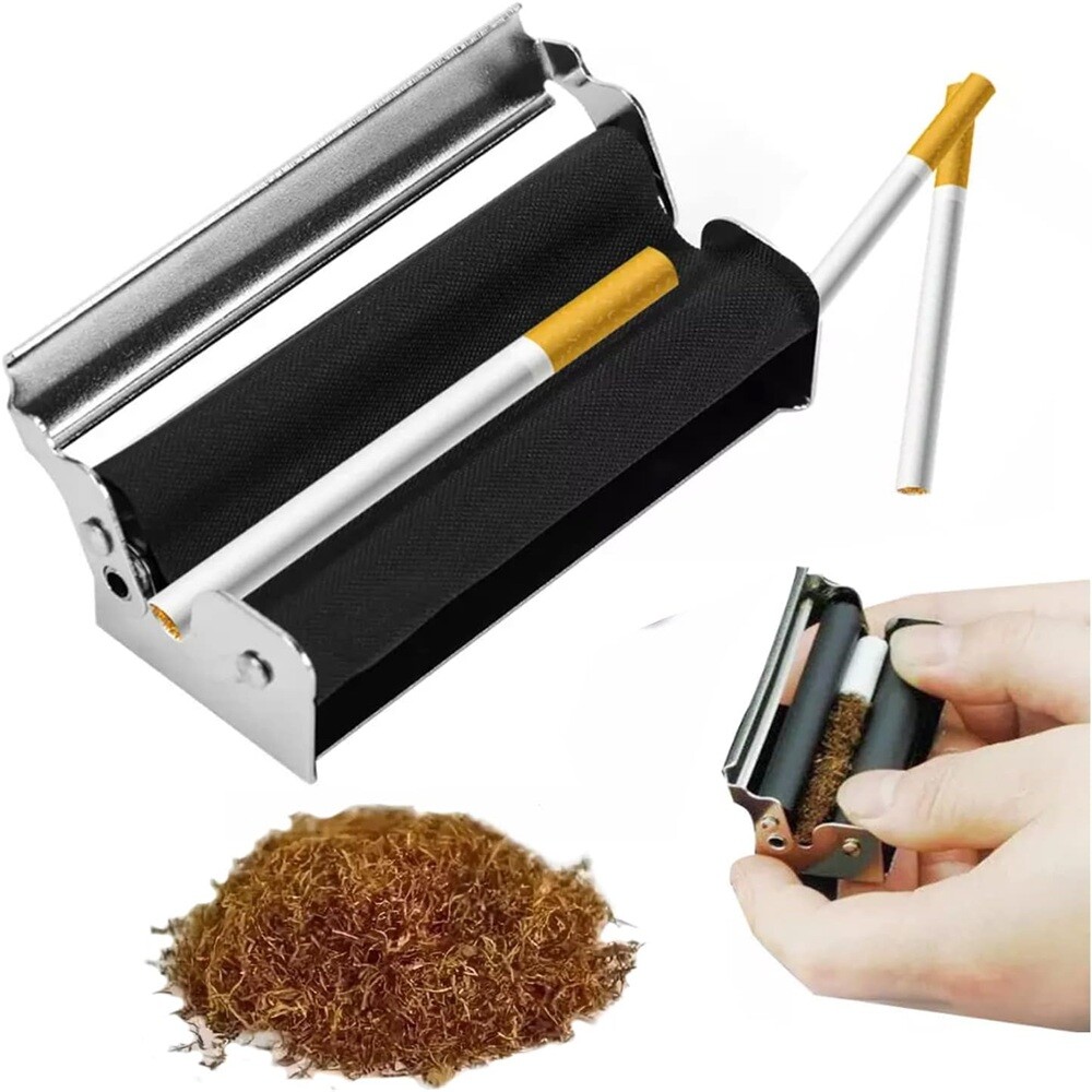 70mm Manual Cigarette Roller Metal Cigarette Rolling Machine with Lid Durable