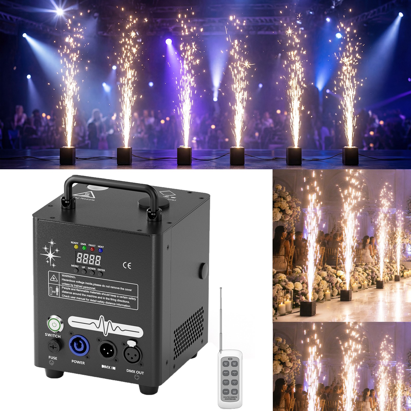 Electronic Spark Machine 800W Stage Effect Machine Firework for DJ Party Wedding