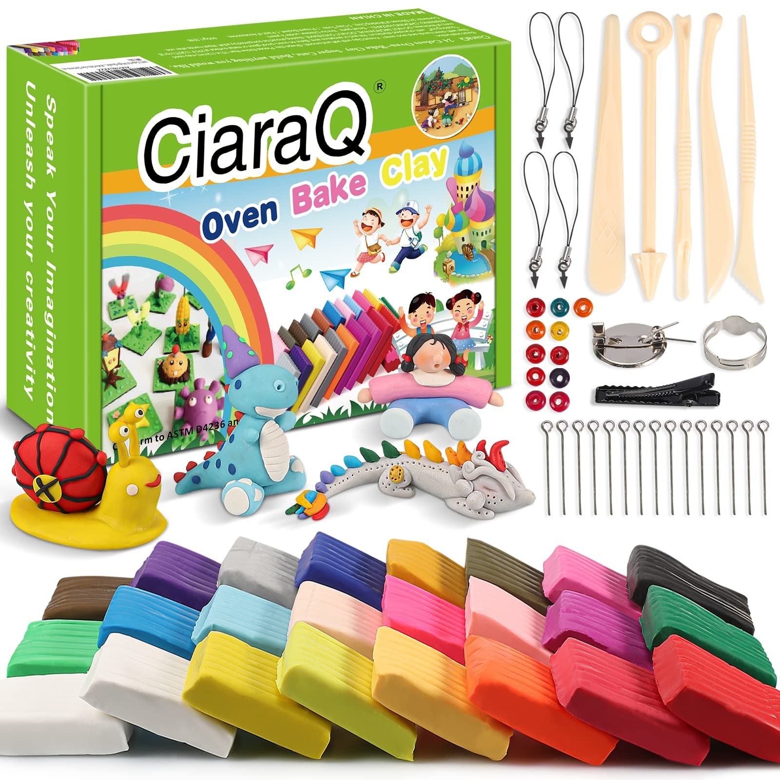 CiaraQ Polymer Clay Starter Kit, Oven Bake Modeling Clay with Sculpting Tools...