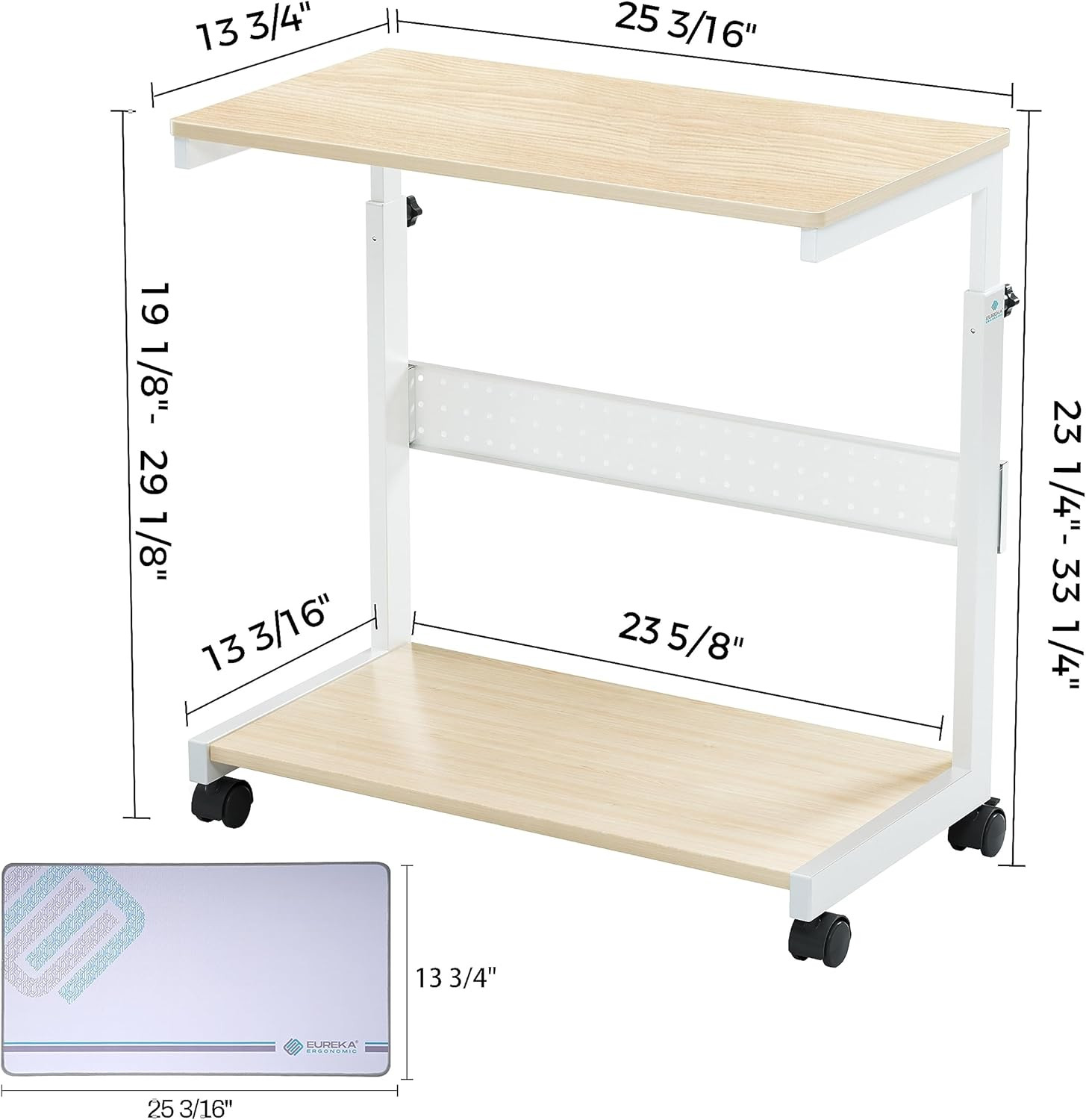 PC Stand Computer Cart, Height Adjustable Tower Stand 2-Tier Suit for ATX Case P