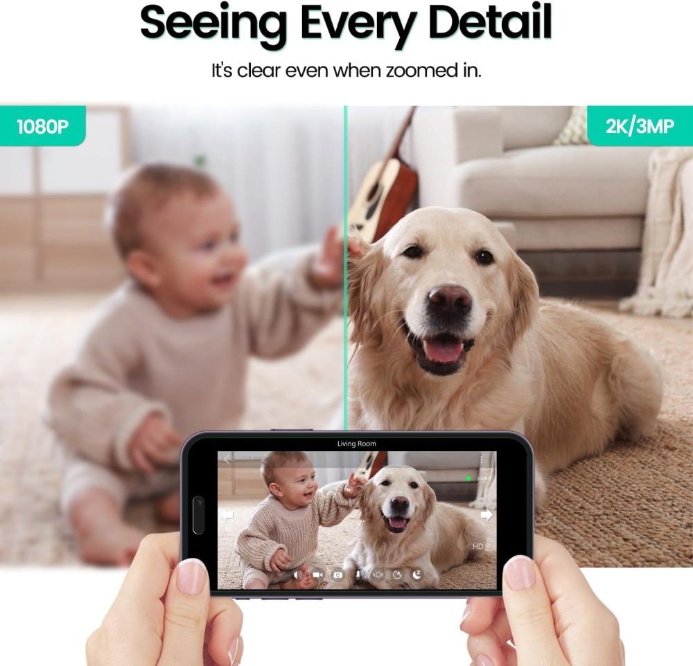 Security Indoor Camera,360° Pan Tilt 1080P Pet Camera with Motion Detection