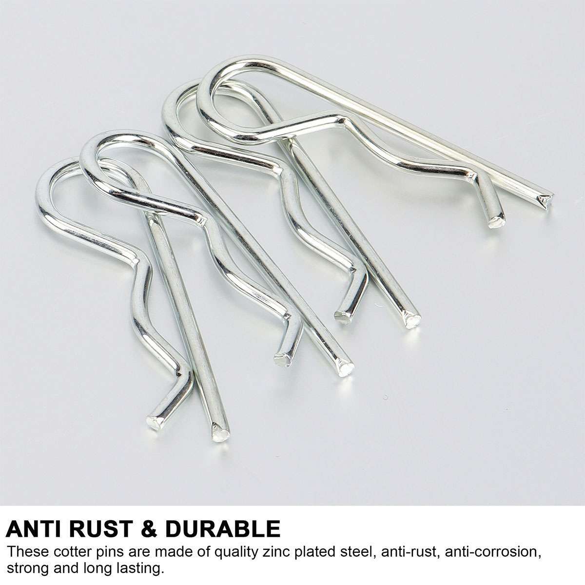 100 Pcs Cotter Pin Assortment Set 6 Sizes Grab Split Fixings Securing Lock Pins