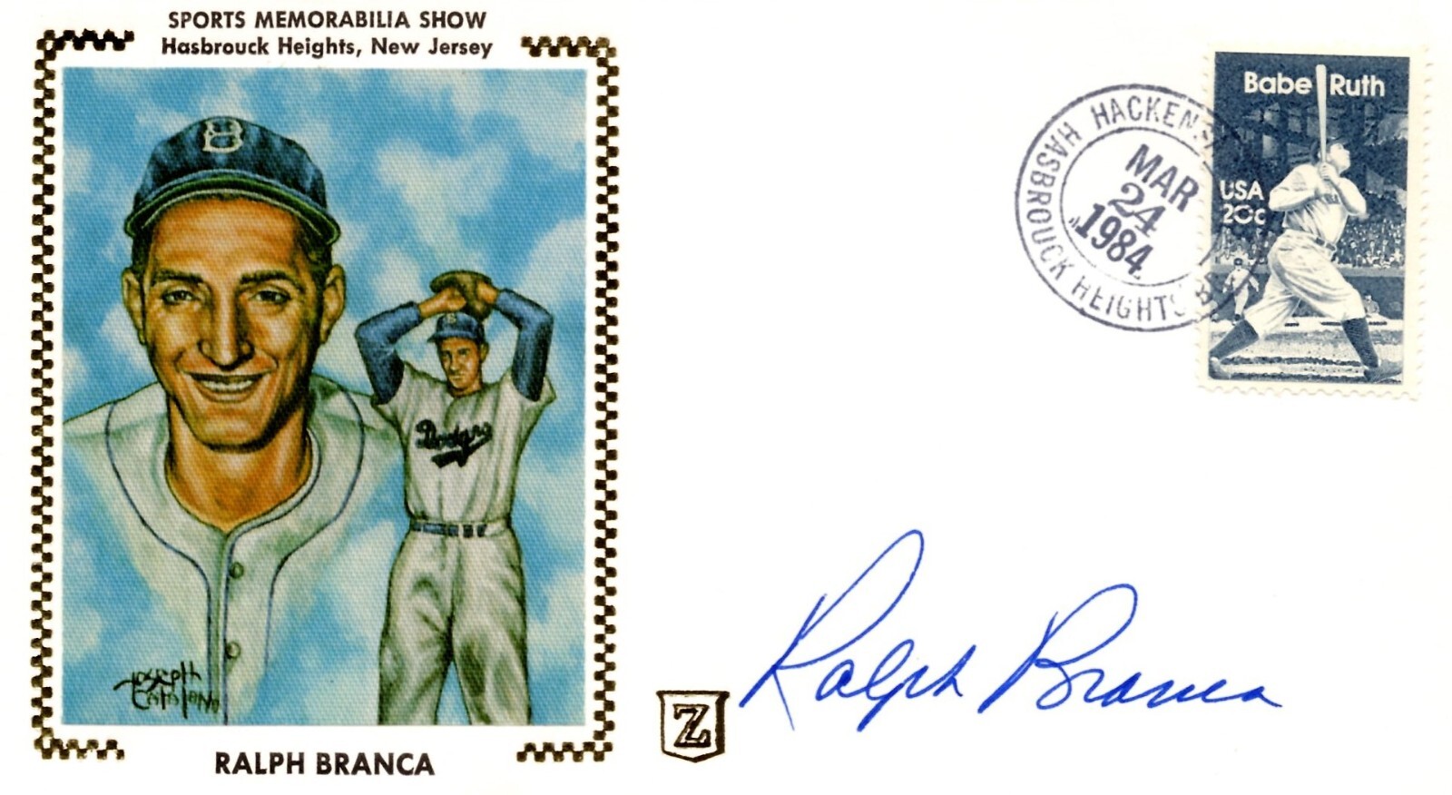 Ralph Branca Signed Auto Brooklyn Dodgers First Day Cover FDC Envelope Died 2016