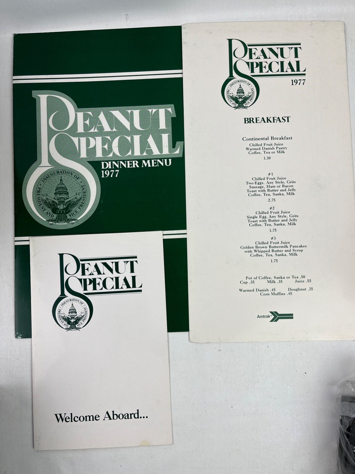 Jimmy Carter's Inauguration Train Menu "PEANUT SPECIAL" Plains Ga - Washington