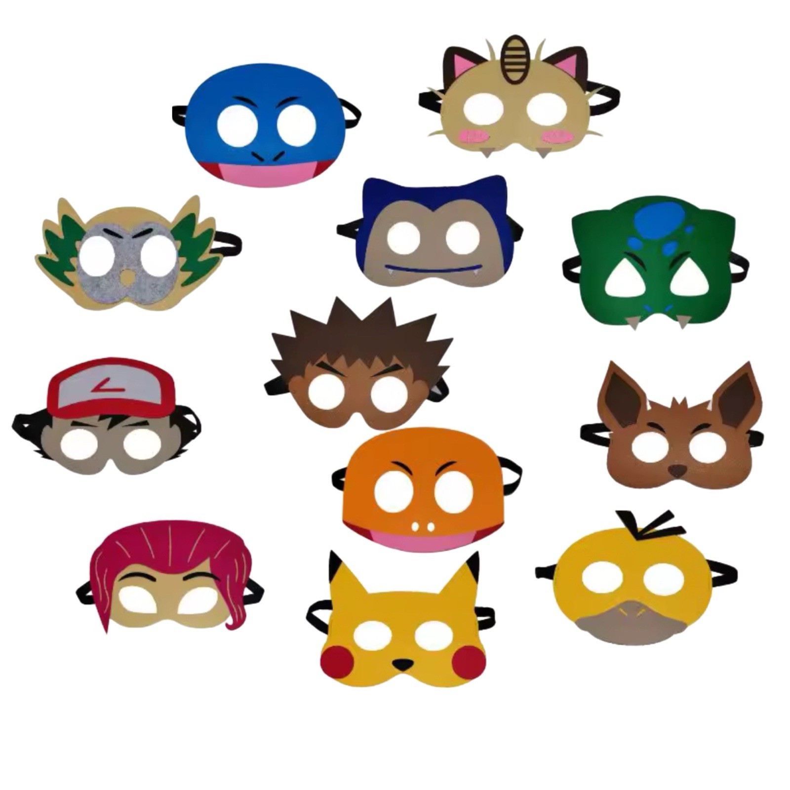 Pokemon Halloween Felt Masks Kids Girls Boys 12 Pcs Cosplay Dress Up Masquerade
