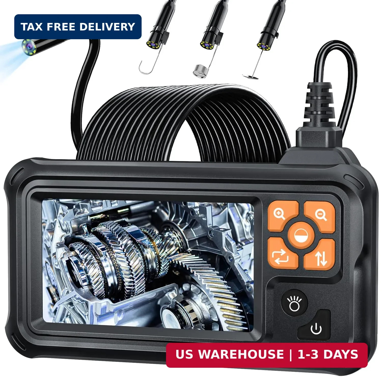 SKYBASIC Industrial Endoscope Borescope Camera with Light, 4.3'' HD Digital Hand