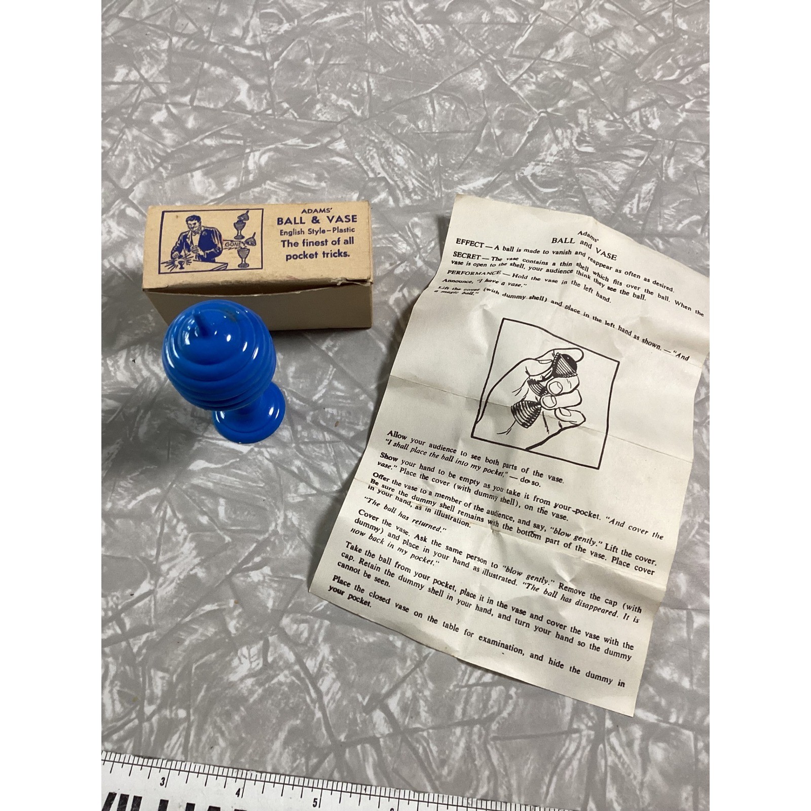 Vintage Adams Ball & Vase Magic Trick English Style Plastic Blue Red with Box