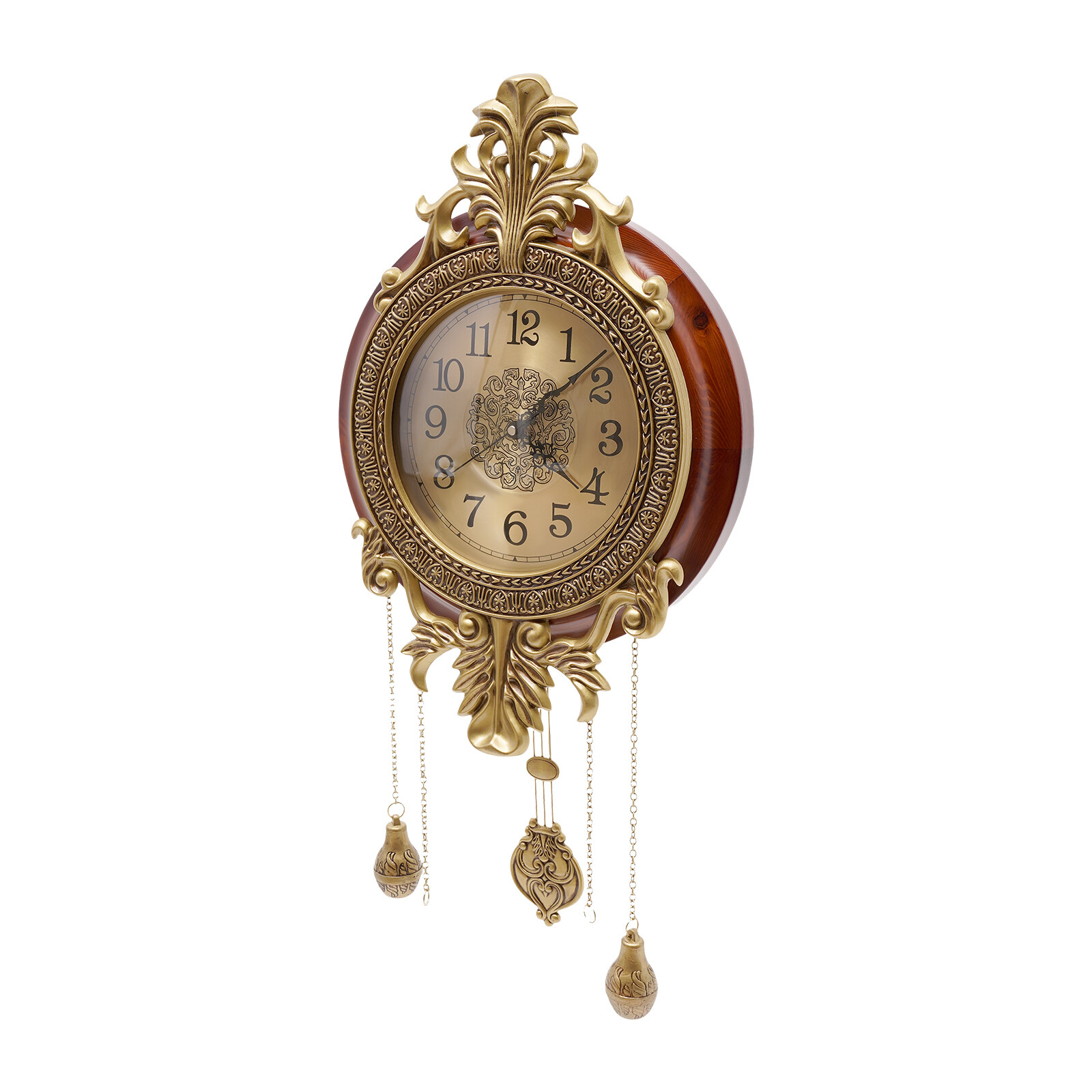 Retro Pendulum Wall Clock Indoor Vintage Silent Clock With Swinging Pendulum