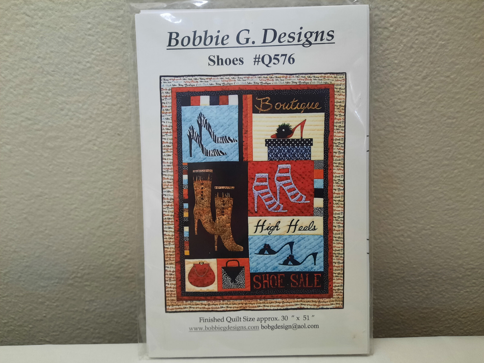 Shoes Quilt Pattern (Bobbie G. Designs) #Q576 (30" x 51")