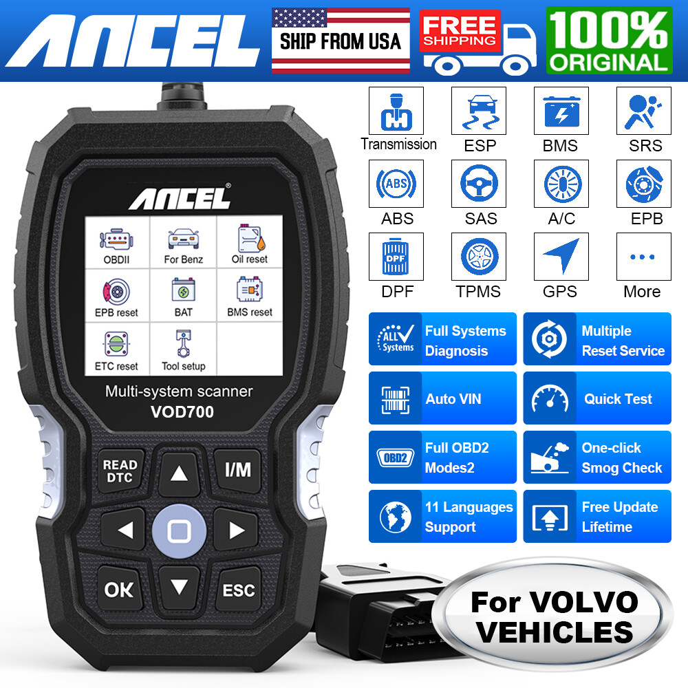 ANCEL VOD700 OBD2 Scanner All System Car Diagnostic Tool Fit For VOLVO ABS TPMS