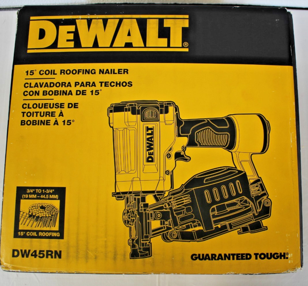 DEWALT DW45RN 15 Degree Coil Roofing Nailer - TOOL ONLY